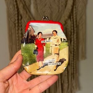 Vintage Style Coin Purse with Retro Print